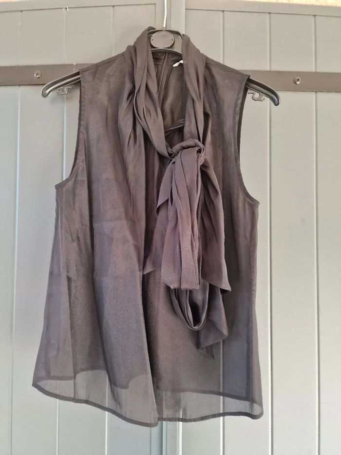 Debardeur noir tulle col lavallière - photo numéro 2