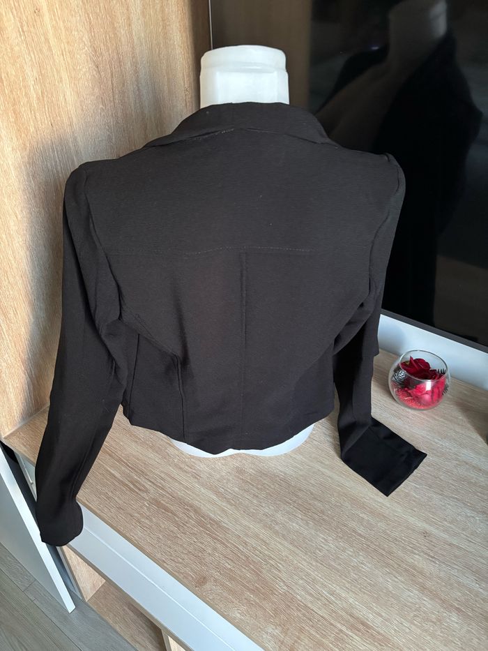 Veste blazer fluide noir asymétrique taille S/M - photo numéro 3