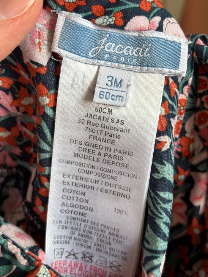 Chemise manches longues fleurie Jacadi 3 mois - photo numéro 5