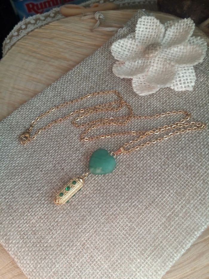 Collier talisman et pierre d'aventurine naturelle - photo numéro 3