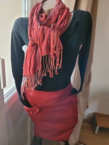 Jupe courte rouge, touché velour