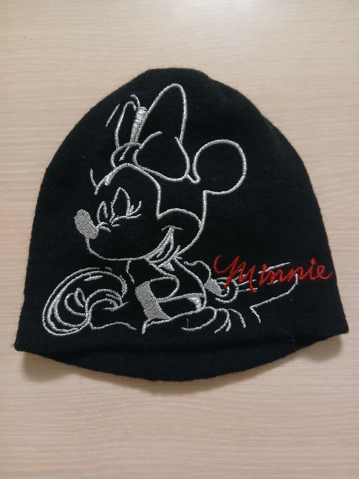 Bonnet fille matiere acrylique tour de tete 57 couleur noir  minnie dore - photo numéro 5