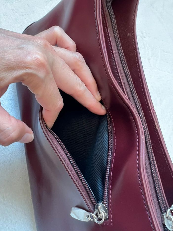 Sac à main burgundy similicuir vegan style y2k coquette - photo numéro 9