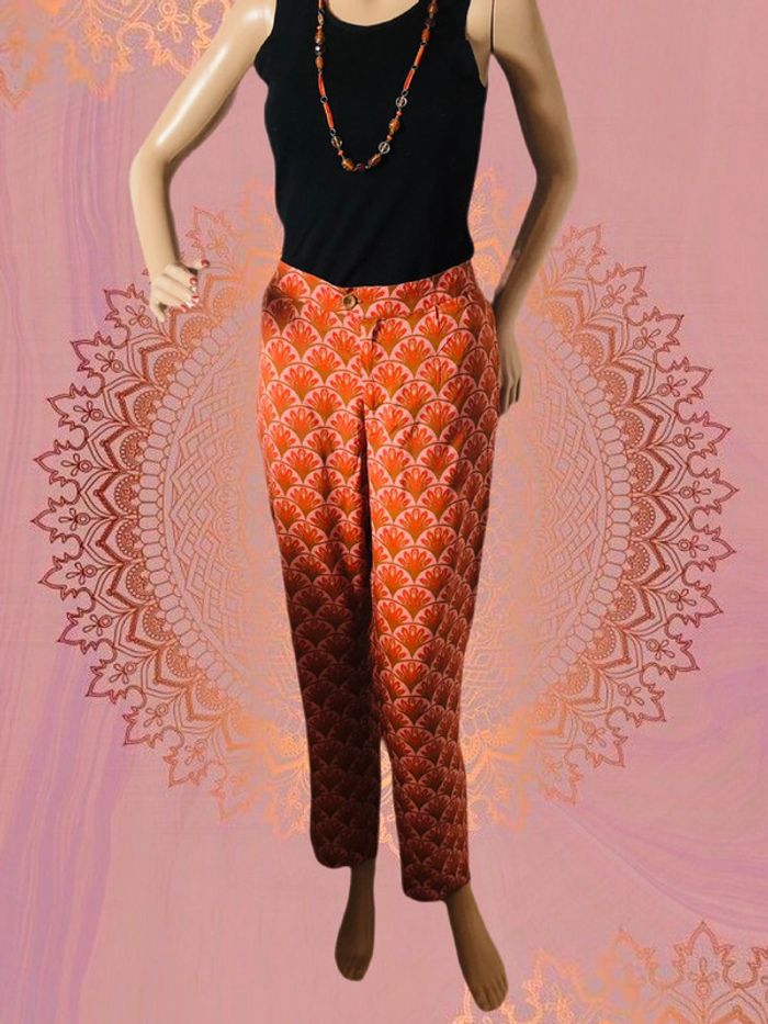 🧡Pantalon léger et fluide motif orange🌷light flowing pattern pants🧡 - photo numéro 2