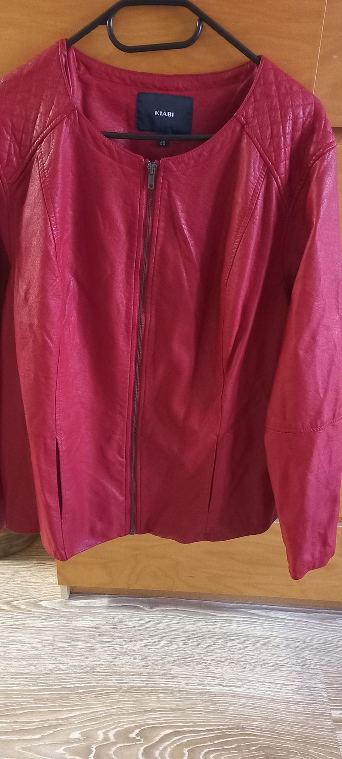 Blouson simili cuir rouge - photo numéro 4