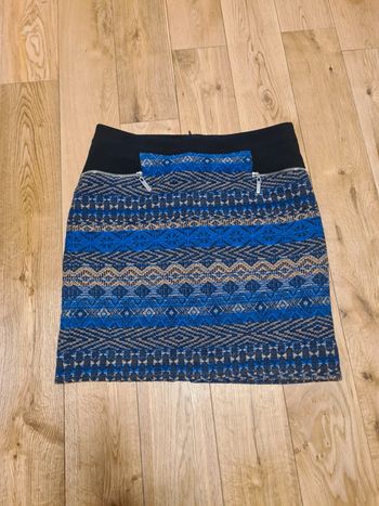 Jupe en laine motif tissage bleu savane 40