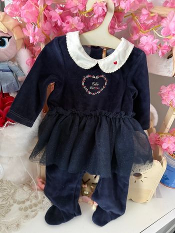 Dors-bien en velours et tulle effet 2 en 1 pour bébé fille