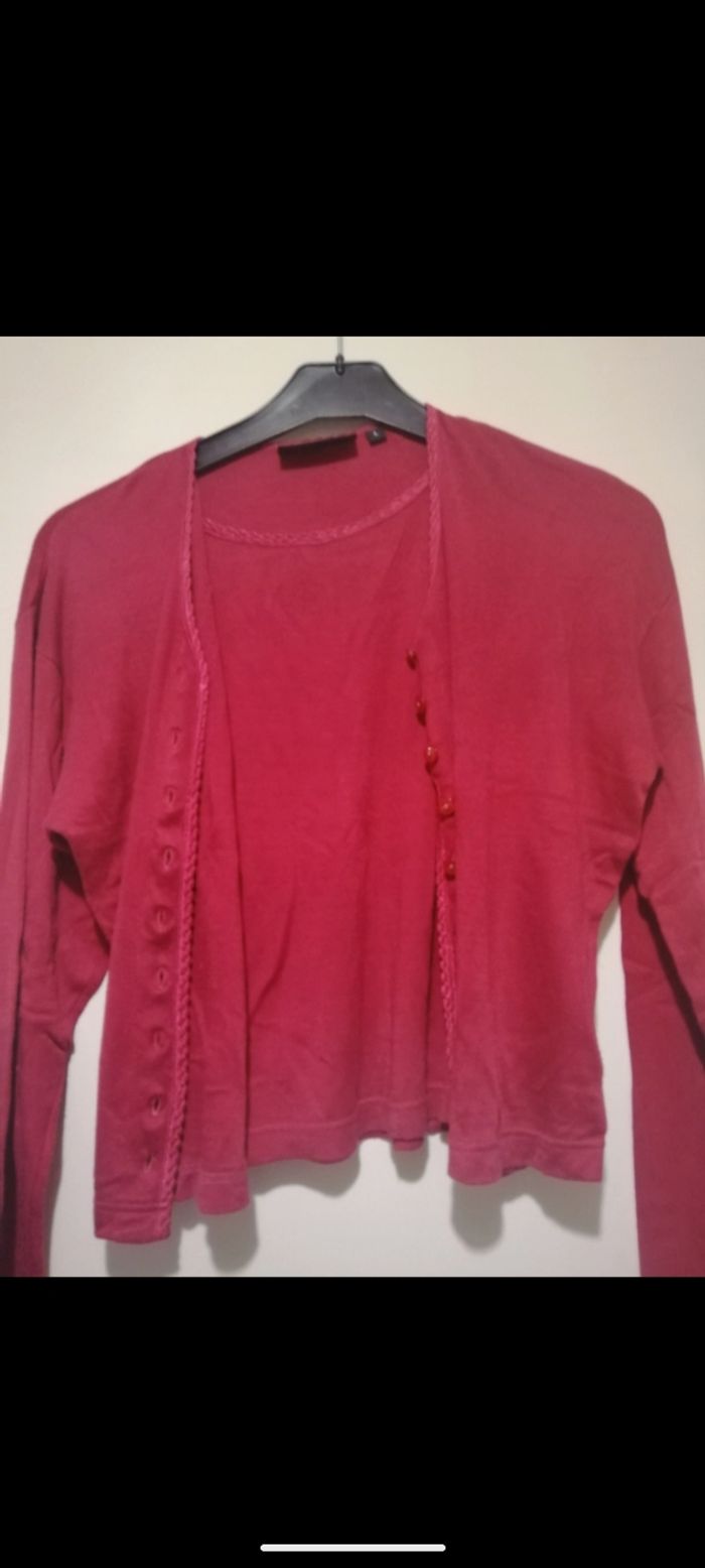 Beau gilet vintage Folia rouge  2 en 1 . Taille L