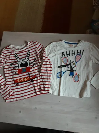 2 t-shirts ML sous-pull skate tennis T. 10 ans