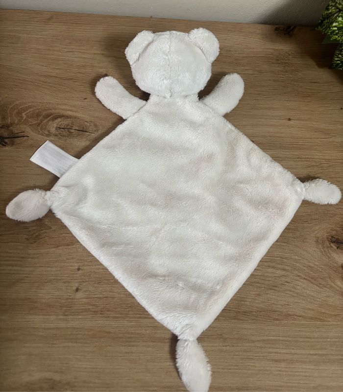 Neuf doudou plat losange ours blanc crème tex baby - photo numéro 3