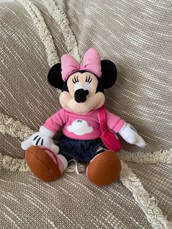 Peluche doudou disney minnie souris rose streetwear rose et jeans nuage et sac très bon état