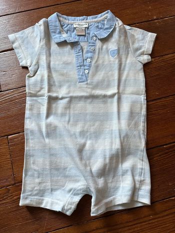 Combinaison Cyrillus short bleue col chemise 18 mois