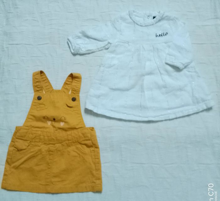 Kiabi lot 2 robes chat hello argenté 3 mois