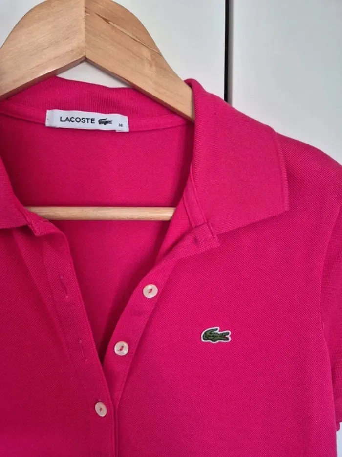 Polo lacoste femme rose taille S 36 nid d'abeille - photo numéro 4