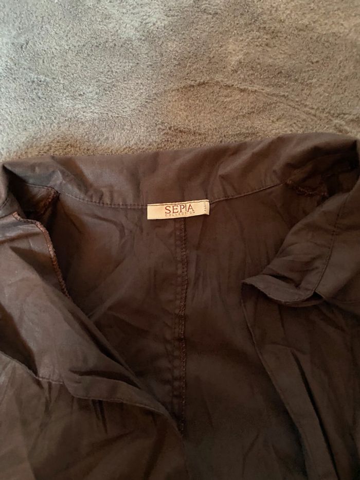 Robe de soirée Sepia satinée marron glacée avec boléro marron - photo numéro 6
