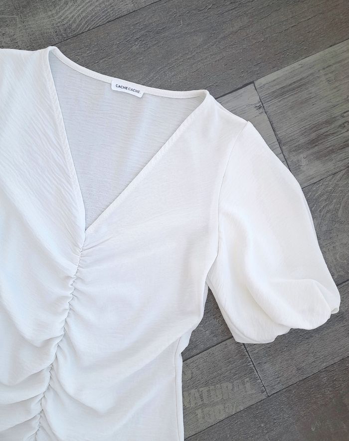 Top drapé à manches bouffantes, neuf - Cache Cache - photo numéro 2