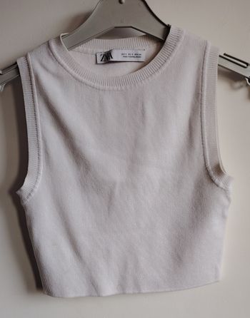 Top court côtelé blanc ZARA – Taille S