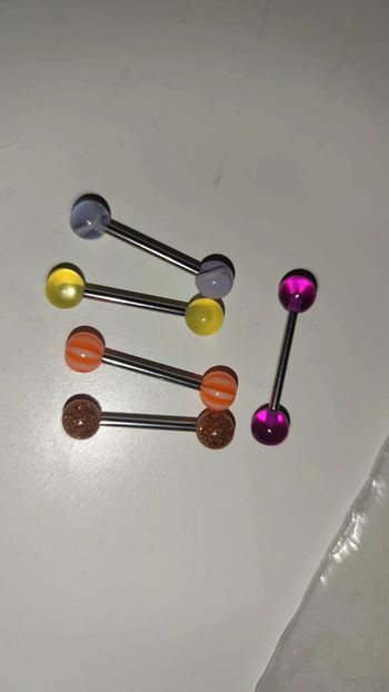 #11 / lot de 5 piercings langue acier chirurgical et acrylique