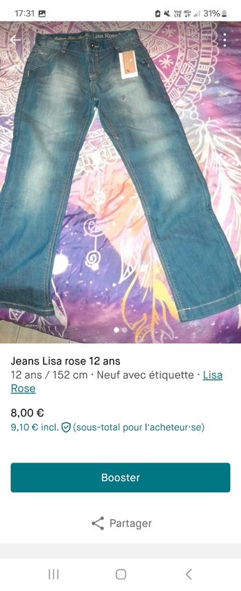 Jeans Lisa rose 12 ans