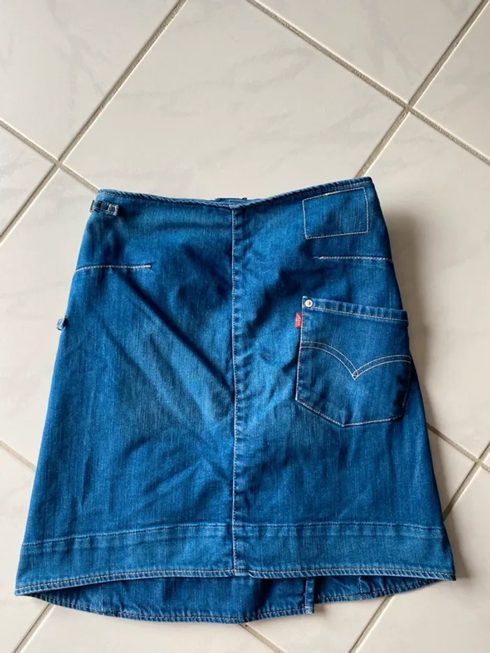 Jupe portefeuille en jean Levi’s vintage - Taille XS - Clips latéraux - photo numéro 6
