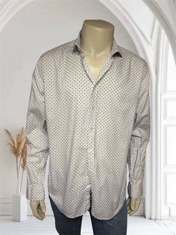 Chemise blanche à motif bleu café coton taille 42