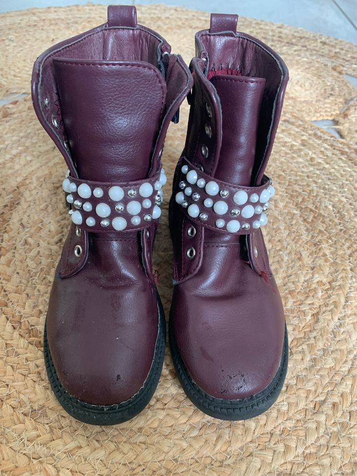 Bottes bordeaux avec perles 32 - photo numéro 2