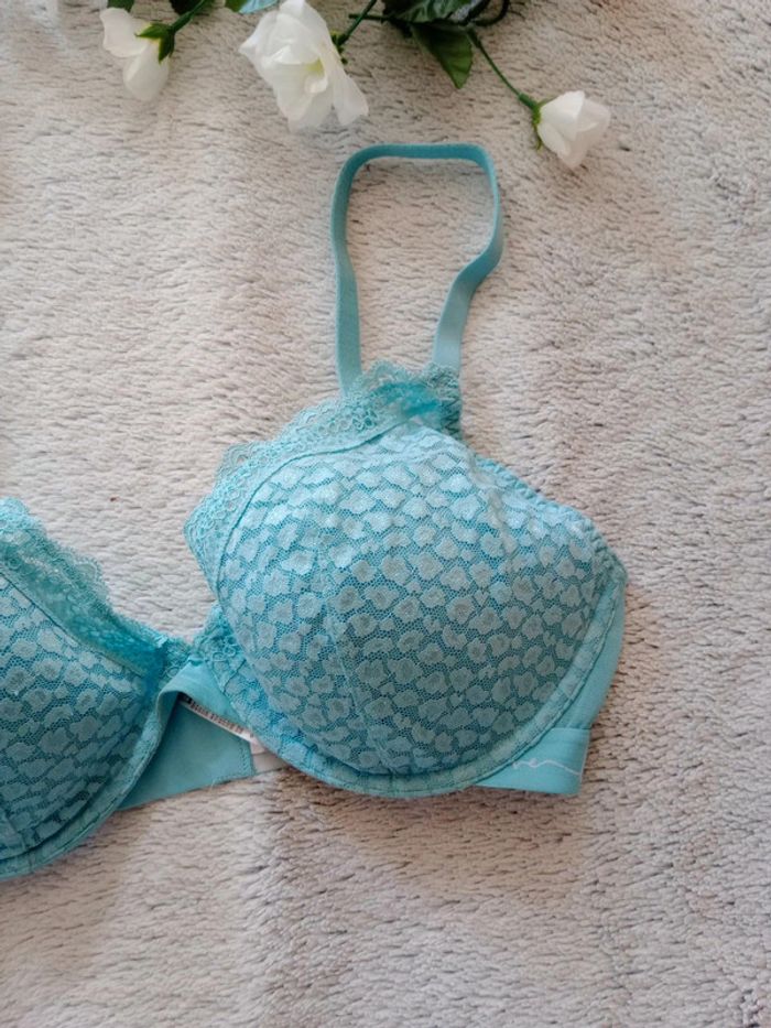 Soutien-gorge 75E turquoise dentelé c76 - photo numéro 2
