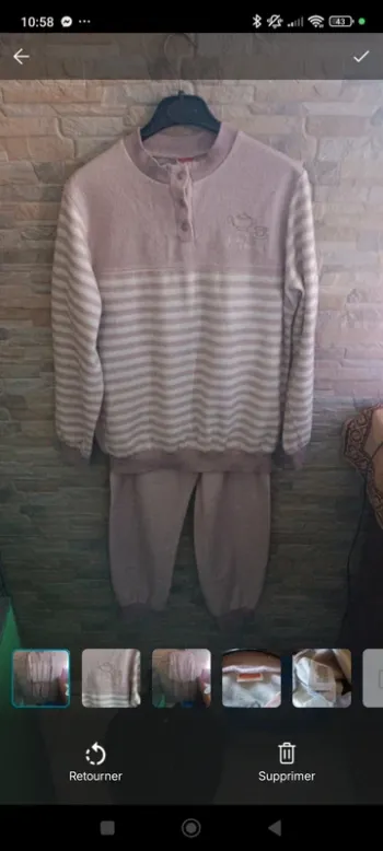 Pyjama rayé blanc-beige Damart 40-L.