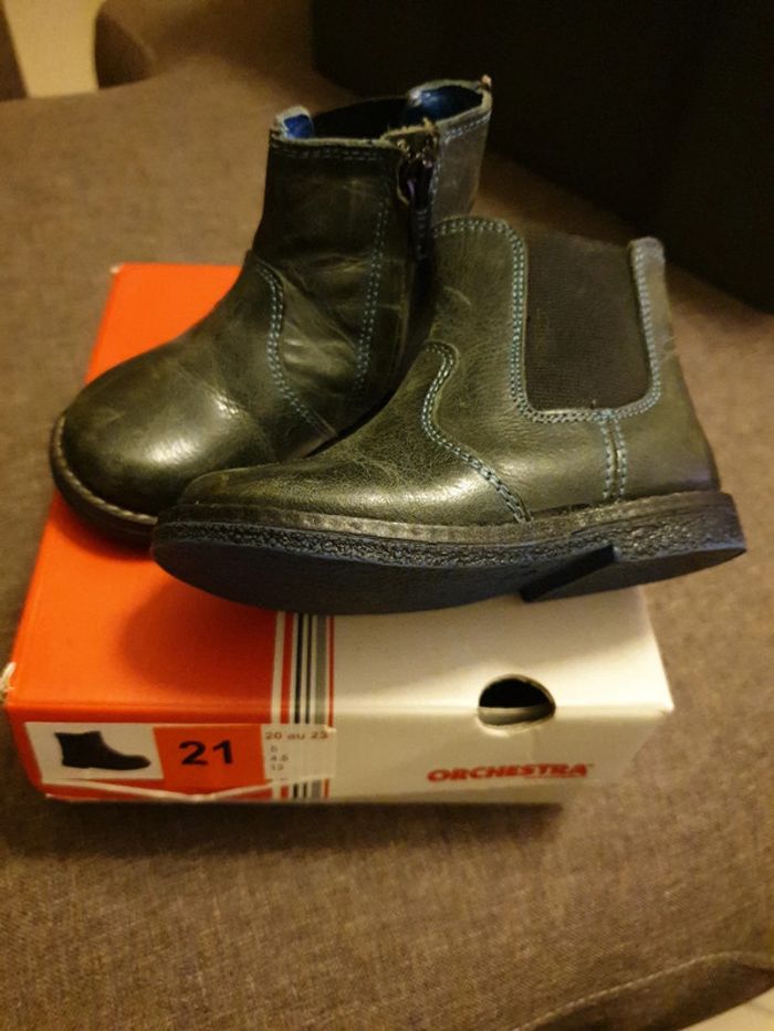 Bottines bleues nuit en cuir taille 21 - photo numéro 3