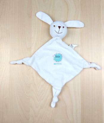 Doudou plat lapin blanc « Bébé arrive en Provence Verte » agglomération Provence
