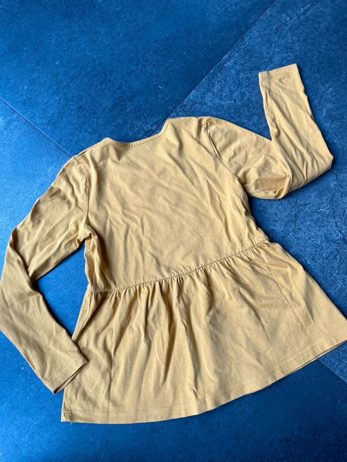 T-shirt manches longues fille jaune moutarde - photo numéro 2