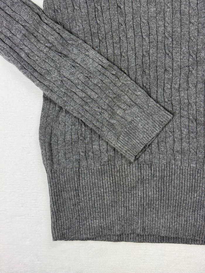 Pull maille torsadée Tommy Hilfiger pour femme gris col V taille M parfait état SM01225 - photo numéro 4