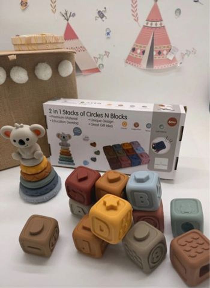 Tour empilable Montessori + Anneaux dentition – Jouet bébé 3- 12 mois - photo numéro 4