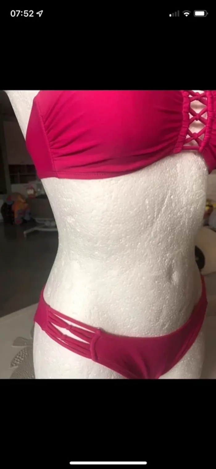 Maillot de bain bikini bustier rose - photo numéro 2
