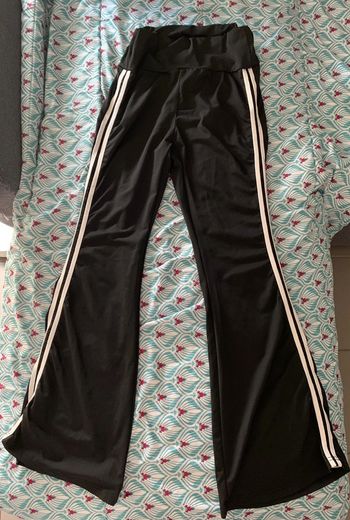 Pantalon large noir avec bandes blanches