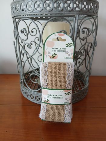 Neuf: Ruban en toile de jute & dentelle *2m X 5,5 cm