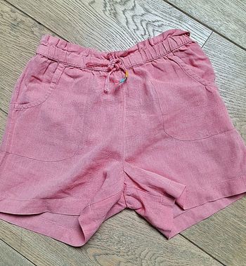 Short en lin taille froncée