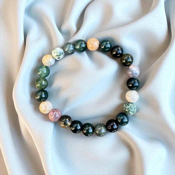 Bracelet en pierre naturelle 8mm – Agate mousse – Neuf jamais porté