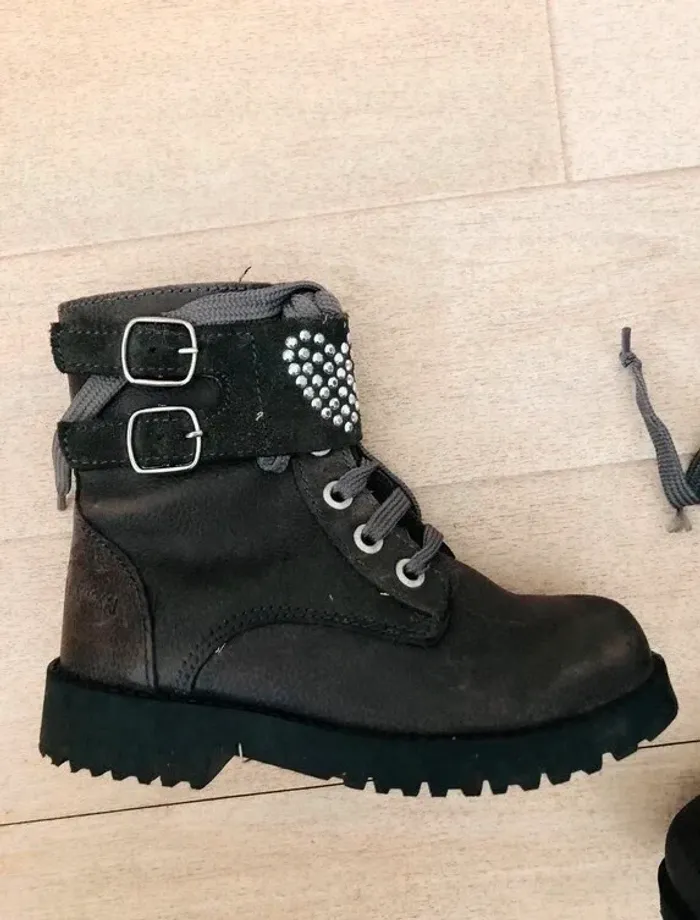 Bottines cuir gras grises Kookai - photo numéro 2