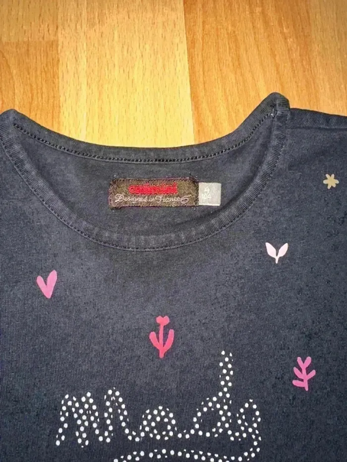 T-shirt manches longues Catimini - 4 ans - Noir motifs colorés - photo numéro 2