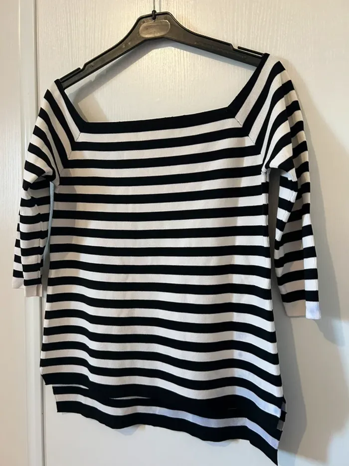Top épaules dénudées marinière Zara - photo numéro 4