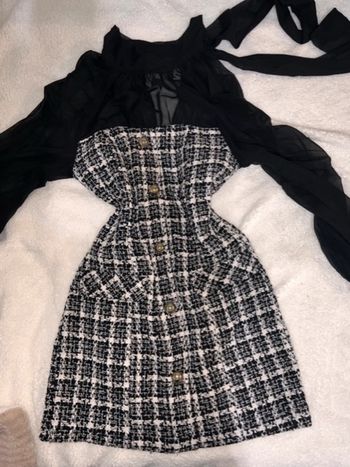 Robe tweed et mousseline