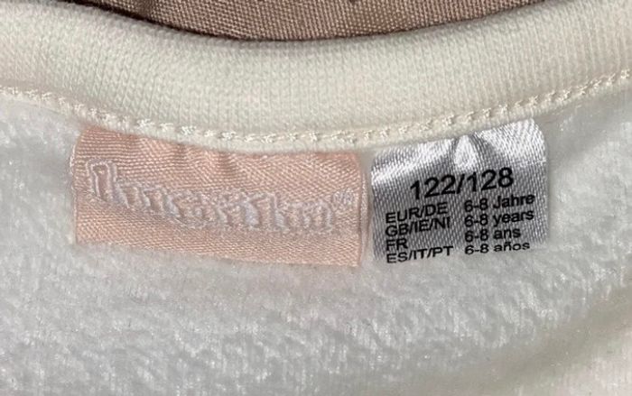 Pull velours couleur crème rose motif coeur taille 6/8 ans neuf