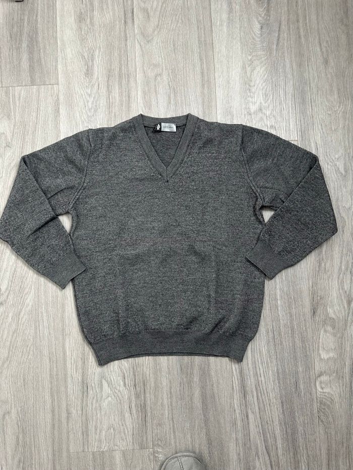 Pull gris moucheté en laine mérinos TS