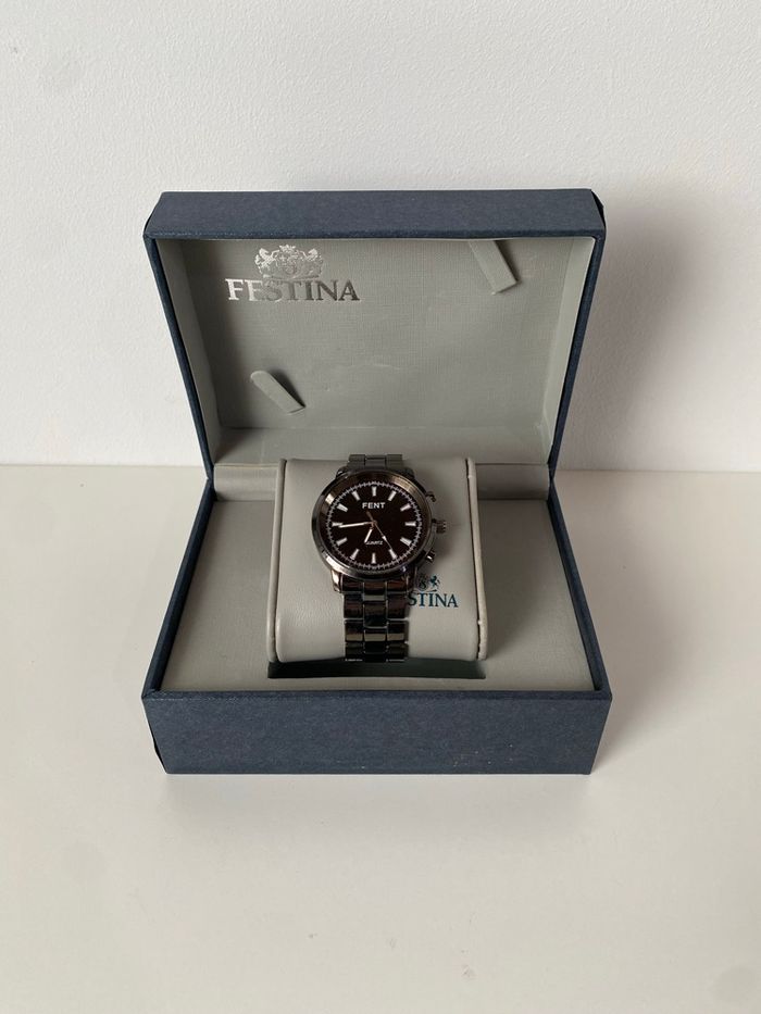 Montre quartz FENT en acier noir