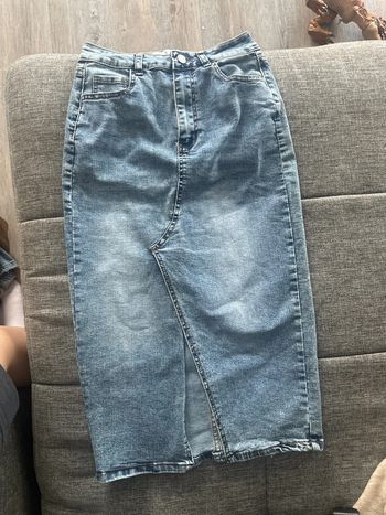 Jupe jeans mi longue taille haute M