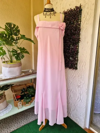 🎀 Robe longue rose poudrée Bleu Bonheur T48
