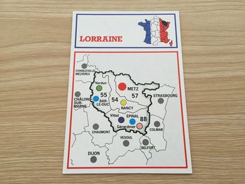 Carte région Lorraine pièce détachée jeu de société Richesses de France édition Nathan #A42