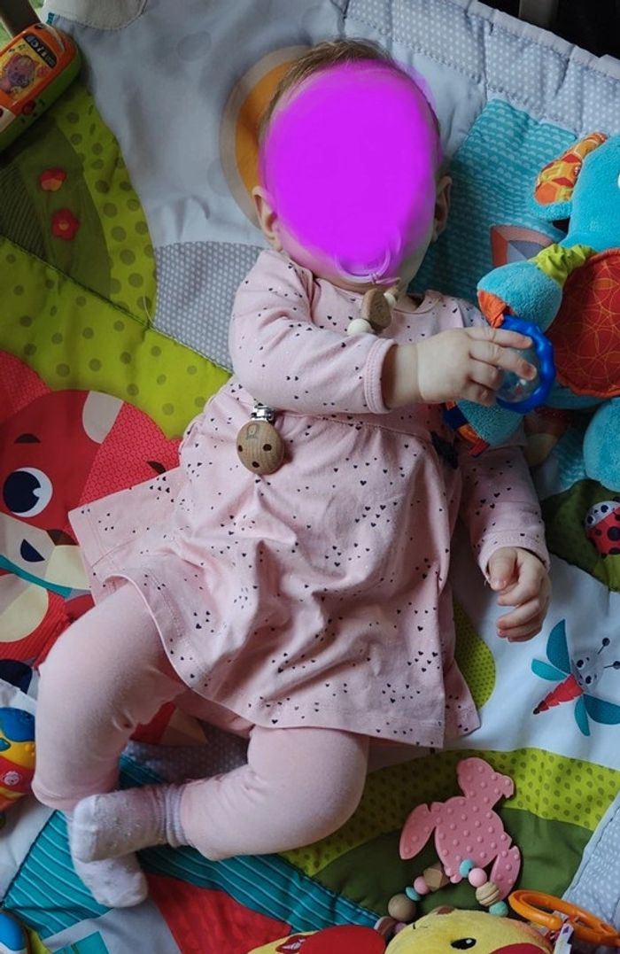 Ensemble robe legging rose coeurs