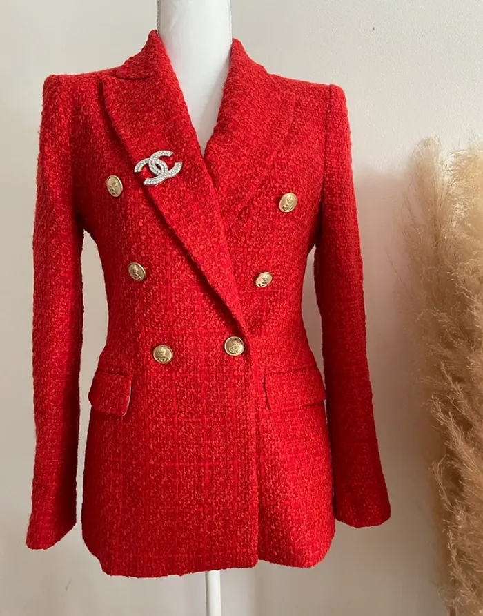 Zara Veste blazer tailleur tweed à boutonnage croisé taille XS - photo numéro 2